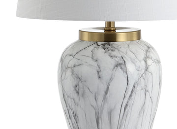 Prague 28" Ceramic Marble LED Table Lamp - JONATHAN Y